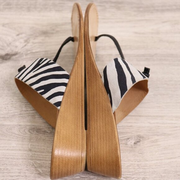 Niccolo Vacari Zebra Print Sandal Women’s 9.5 Suede Leather Made in Italy Wedge - Picture 8 of 14